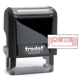 Trodat Printy 4911 Self-Inking Stamp with POSTED Message with Box for Date - Red Pad - Produced from up to 65% Recycled Plastic