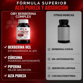 Berberina Hcl 1000mg Potenciada Piperina Curcuma Glucontrol Oby Berberine Complex Capsulas Vitaminas Mujer Hombre