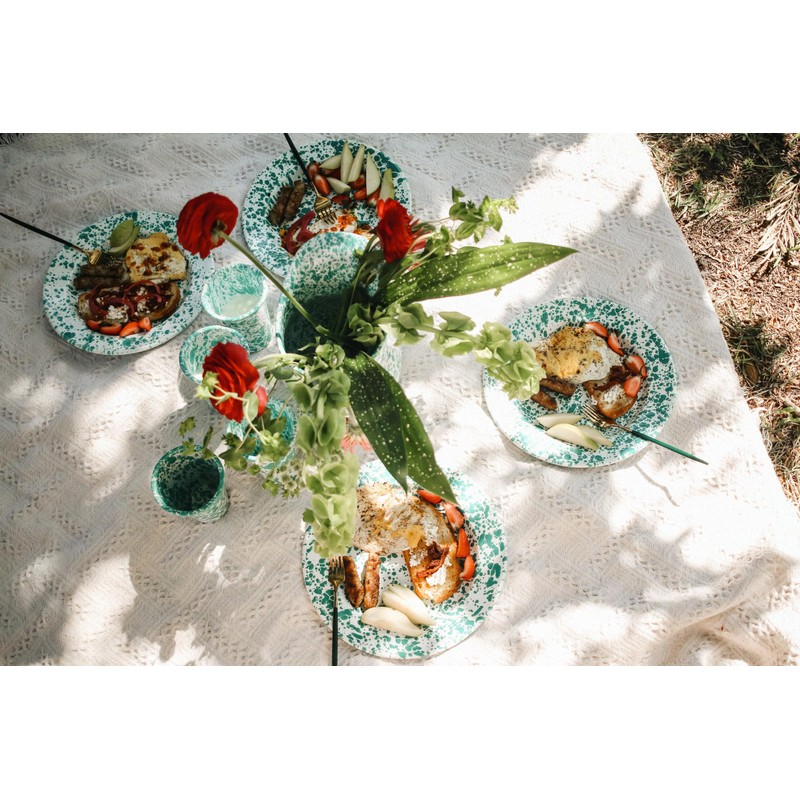 Enamelware Dinner Plate, 10.25 inch, Red/White Splatter (Single)