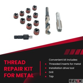 E-Z LOK EZ-650-10F Thread Repair Kit for Metal Carbon Steel Threaded Inserts M10-1.25 and Installation Tools