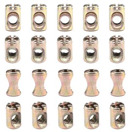 Hilitchi 20-Pcs M6 Pozidriv Slotted Barrel Nuts Cross Dowels Slotted Nuts for Furniture Beds Crib Chairs - M6 x 15mm