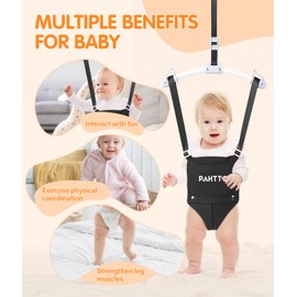 PAHTTO Baby Door Jumper with Soft Rug, Durable Toddler Bouncer with Adjustable Height-Funny Baby Walking Harness, Protable Baby Doorway Jumper for Indoor/Outdoor