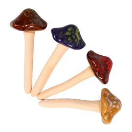 Kisangel Elegant Mini Mushroom Statues 4pc Set Ceramic Mushroom Decor for DIY Projects