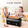 Long Slot Toaster 2 Slice,Cancel Reheat Defrost Functions,Removable Crumb Tray,6