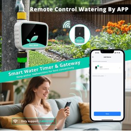 QUOBAS WiFi Sprinkler Timer with Brass Inlet & Outlet, Smart Water Timer for Garden Hose with APP Remote Control, Manual Watering, Rain Delay Watering, for Lawn, Garden