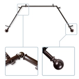 Rod Desyne 13/16" Jodi Bay Window Curtain Rod, 20-36", 38-72", Cocoa