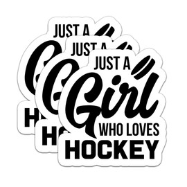 (3Pcs) Just a Girl Who Loves Hockey Sticker Decals for Books, Laptops, Phones, Tumblers, Water Bottles, Waterproof Vinyl Decal, Hockey Gifts for Teen Girls, Team, Hockey Fan, Size 3 x 2.8 Inch
