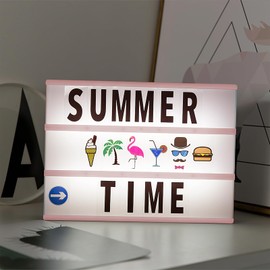 Kinberry Led Light Box, Pink A4 Cinema Light Box with 119 Letters, Symbols & Emojis, Light Up Letter Board for Room Decor, Novelty Gifts for Women Man Boys and Girls at Valentine's Day, Birthdays