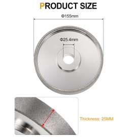 HARFINGTON Diamond Lapidary Wheel 6 Inch x 1 Inch Arbor Hole 120 Grit Grinding Wheels for Stone, Marble, Glass, Ceramics, Crystal, Carbide, Steel