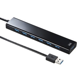 Sanwa Supply USB Hub 7-Port with Rapid Charging Port (2.1A Output x 1) USB 3.2 Gen 1 Black USB-3H703BKN