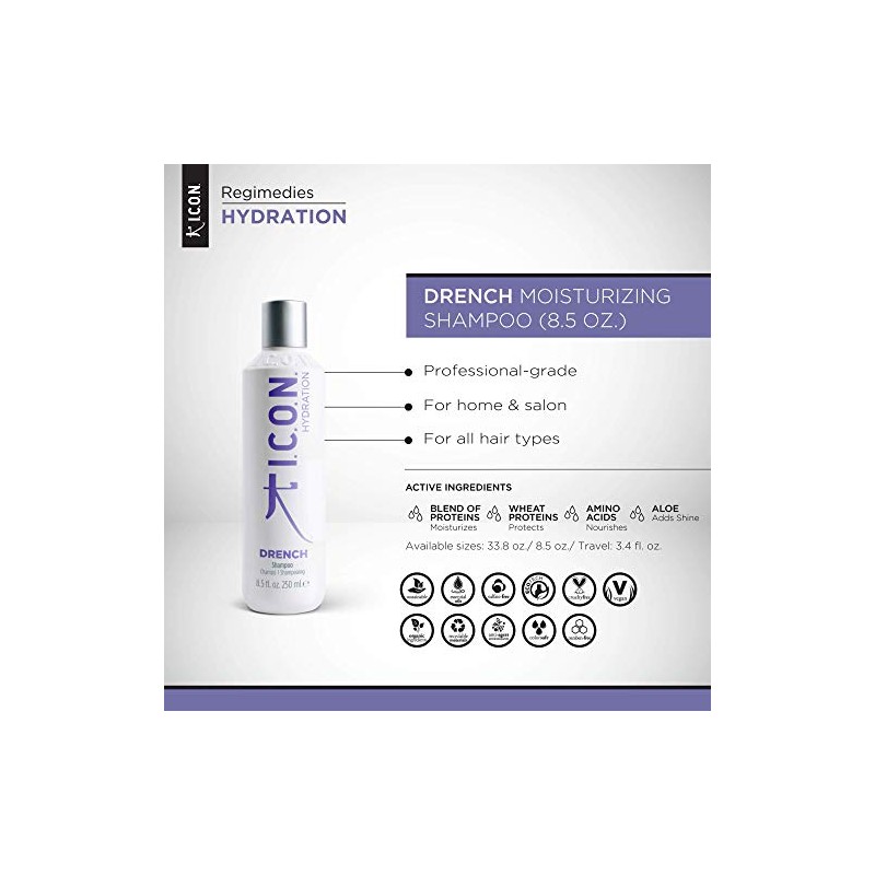 I.C.O.N. Drench Highly Moisturizing Shampoo with Anti-Aging Ingredients that Protect