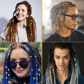 Wowang Hair Jewelry for Braids Accessories 220 PCS Gold Hair Cuffs for Women Hair Charms for Braids Metal Gold Braids Rings Cuffs Clip for Dreadlock Women Hair Accessories
