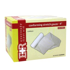 Ever Ready First Aid Conforming Gauze Roll Bandage Non Sterile Box of 12-4 inch