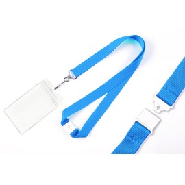 CANWELUX 12 Pack Bright Neon Sky Blue Lanyard with Thick ID Badges Holder, Neon Breakaway Lanyard for ID Badges, Neck Straps for Adult, School, Work (Neon Sky Blue,12Pack)