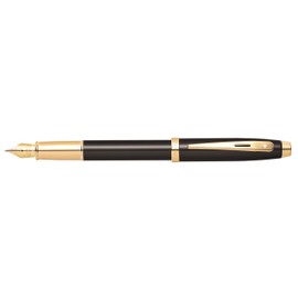Sheaffer 100 Glossy Black Lacquer with Gold-Tone Fountain Pen with Medium Nib
