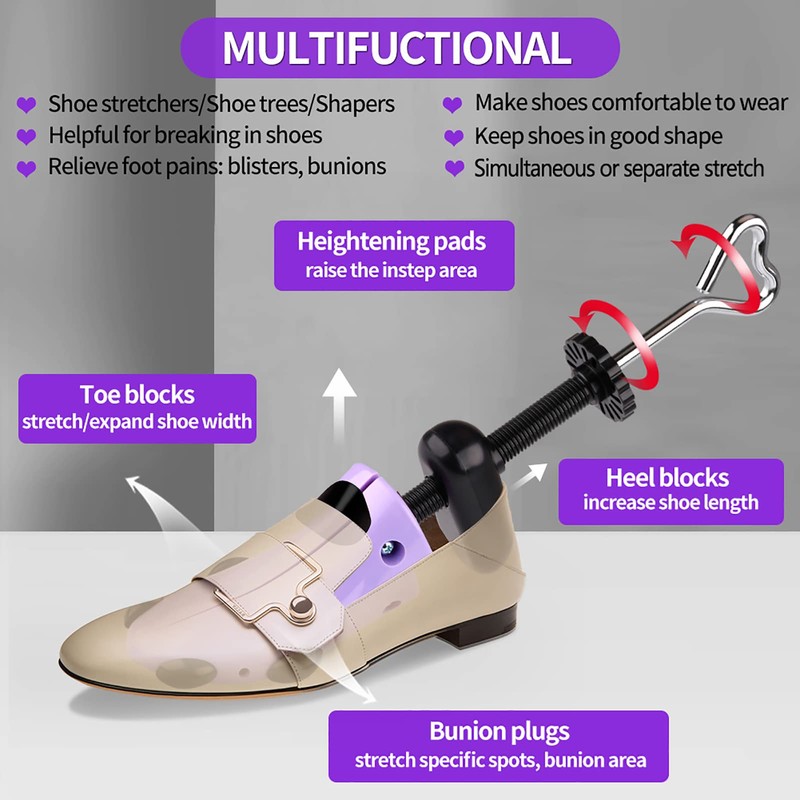 Shoe Stretcher Women, Plastic Pair of 4-way Adjustable Shoe Expander