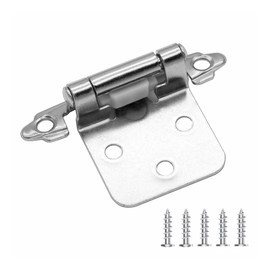 50 Pack 25 Pairs Brushed Nickel Semi-Concealed Cabinet Hinges - 1/2 inch Overlay Kitchen Cabinet Hinges, Self Closing Cabinet Door Hinges, Silver Face Mount Cabinet Hardware