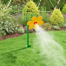 Crazy Daisy Sprinkler - 360° Rotating Dancing Flower Water Sprinkler for Lawn & Garden, Fun Irrigation Tool for Yard Watering Kids & Pets Playing, Durable Plastic Base with Vibrant Design (Yellow)