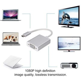 Multibao Type-C to VGA Video Cable,Type-C to VGA Video 1080P Cable Converter Adapter,Type-C to VGA HD Video Cable Support 1080P for Computer Projecter