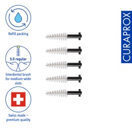Curaprox Interdentalbürsten CPS 15 regular, Refill, 5 Stück, schwarz, konisch, 1.8 mm Durchmesser, 5 mm Wirksamkeit, Nachfüllpackung, ohne Halter