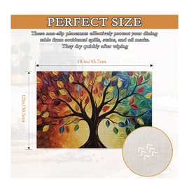 Tree of Life Placemats Set of 6,Vintage Washable Dining Table Mats for Kitchen Party Decorative Linen Table Mats 12 x 18 Inches