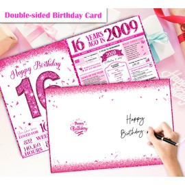 Blazeon Jumbo 16th Birthday Card for Girls, Funny 16th Birthday Party Decorations for Her, Happy 16 Year Old Birthday Gifts for Daughter, Double-Sided with Two Stickers