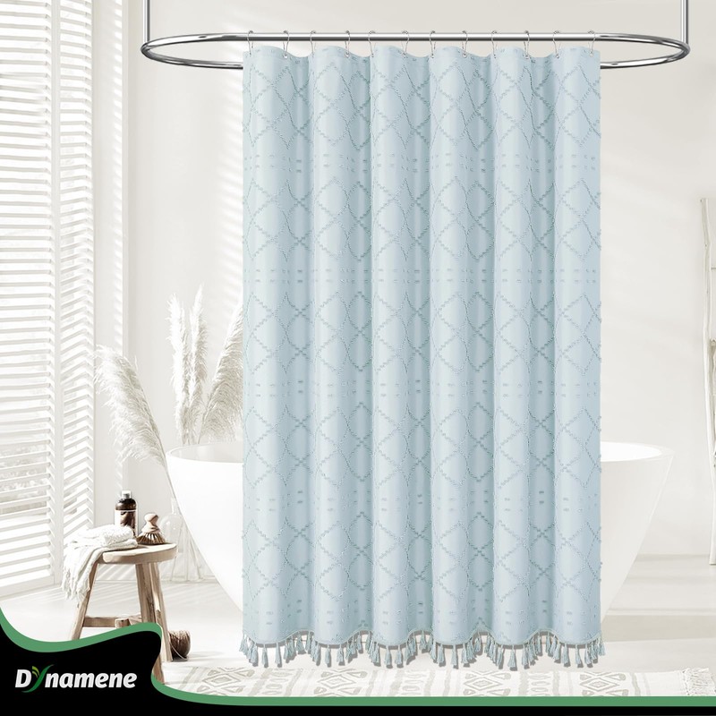 Dynamene Extra Long Shower Curtains, 96 Inches Long Boho Tufted