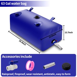 Large Capacity Water Storage Bladder Containers, Bladder Tank for Drought Resistance, Fire Prevention, Emergency Water, Agricultural Irrigation Outdoor (240L/63Gal, Blue)