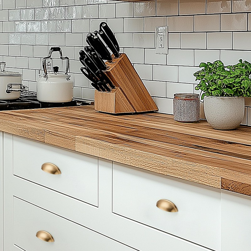 Ravinte 6 Pack 3" Drawer Pulls Champagne Bronze Cabinet Cup