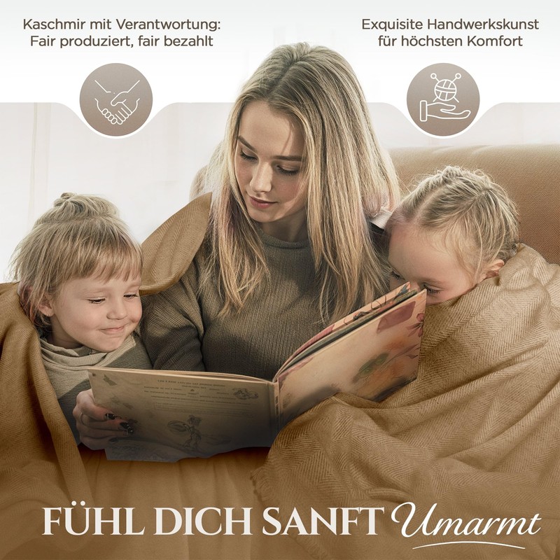 yanopurna Cashmere Blanket - Hand Woven Sofa Throw Blanket Made