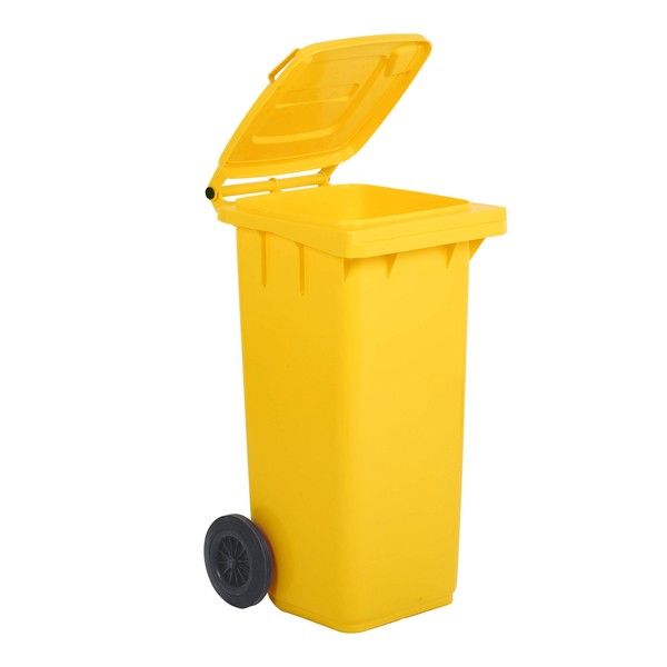 Mobil Plastic 120 Litre Trolley Bin for Outdoor Use - Yellow (UNI EN 840)