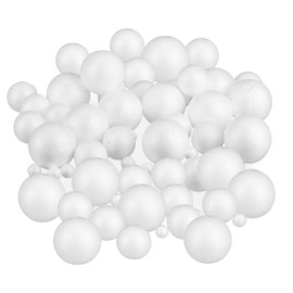 Relaxdays Set of 72 Polystyrene Balls, Mixed, Small & Large Craft Balls, for Crafts and Painting, Diameter: 2, 5 & 7 cm, White