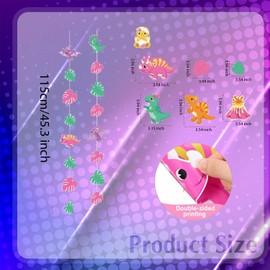 8 Pieces Girls Dinosaur Party Decorations - Pink Dinosaur Garlands, Watercolor Dino Paper Cutout Hanging Banners for Girls' Birthday, Baby Shower, Wedding Party Supplies