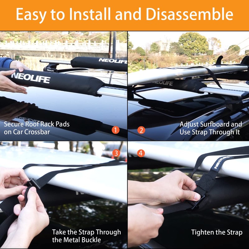 WONITAGO Soft Roof Rack Pads with Two 15 Ft Tie