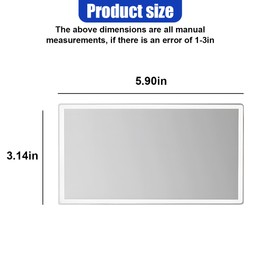 UHANBUT Large Square Car Sun Visor Cosmetic Mirror, Stainless Steel Shatter-Proof Automotive Interior Makeup Mirrors, Self-Adhesive Vehicle Seatback Vanity Mirror for Car, Truck, SUV (Square)