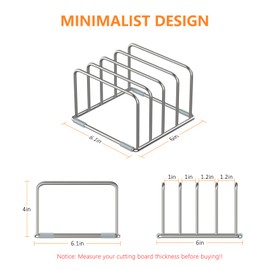 KORRTFID Cutting Board Holder Stand, Chopping Board Storage Rack, Cutting Board Organizer, 304 Stainless Steel Chopping Board Holder, Cookie Sheets Organizer 1.0+1.2 Inch Width Slots(Large)