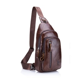 Sling Bag, BULLCAPTAIN Leather Chest Bag Crossbody Shoulder Business Backpack Outdoor Daypack