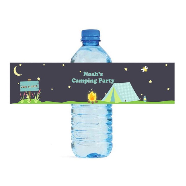 My Wonderful Labels 100 Camping Theme Custom Water Bottle Labels