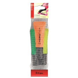 Highlighter - STABILO NEON - Pack of 3 - Assorted Colours
