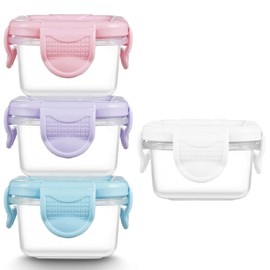 WXOIEOD 4 Pieces Condiment Containers with Lids, Mini Salad Dressing Container To Go, Small Sauce Cups for Lunch Box, Reusable Leakproof Bento Dip Containers for Lunches Accessories, Square Shaped