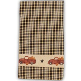 The Country House Collection AUTUMN TRUCK Black Check Kitchen Towels, Set of 2, The Country House
