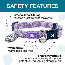 Max & Molly Urban Pets Smart ID Dog Collar - Soft Neoprene, Waterproof, Machine Washable, Power Buckle, Gotcha! QR Tag & Custom App Profile, Mykonos Lilac L
