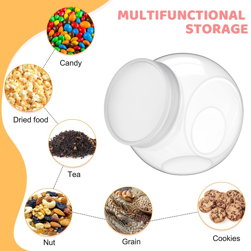 Umigy 4 Sets Plastic Candy Jar with Lid for Candy