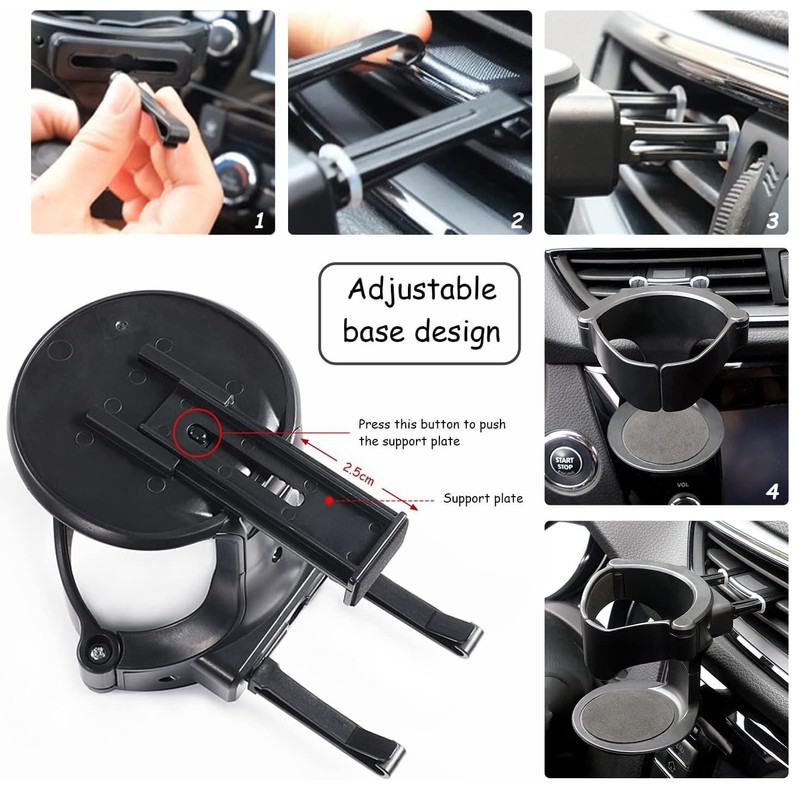 Yharnamite 2 Pcs Car Cup Holder, Adjustable Air Vent Cup