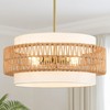 Outiron 19.7" Boho Rattan Chandelier, 4-Light Large Rattan Pendant Light
