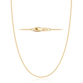 Jewlpire Solid 18k Over Gold Chain Necklace for Women, 1.3mm Cable Chain Gold Chain for Women Thin & Dainty & Shiny Women's Chain Necklaces 22 Inch