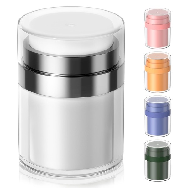 Morfone Airless Pump Jars, 1.0 oz Lotion Dispenser, Moisturizer Pump Container, Leak-proof Travel Containers for Cream Lotion Gels Thick Moisturizer Toiletry(White）