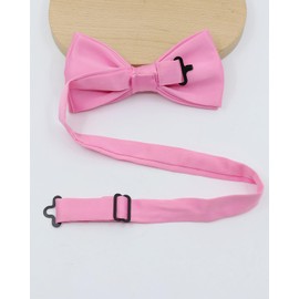 Luckyvestir Mens Bow Ties, Pre-Tied Adjustable Bowties Solid Color Pink Bowtie for Men