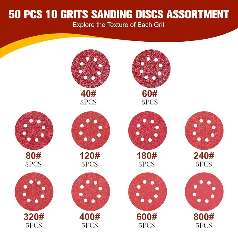 52 Pcs Sander Pad & Discs Combo Kit for DeWalt