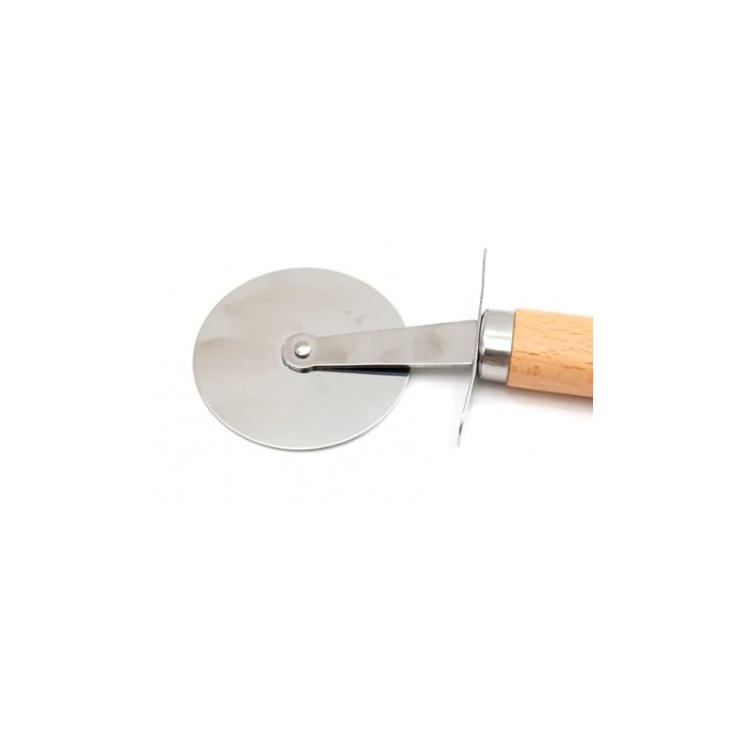 Hyper Mart Pizza Cutter Wheel with Wooden Handle, Stainless Steel,